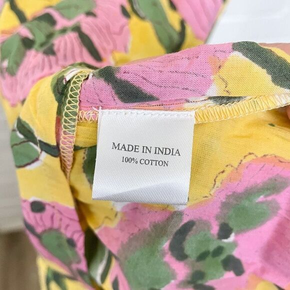 Fox & the Mermaid Venice floral block printed cotton midi dress Sz M/L NWT - Picture 7 of 11